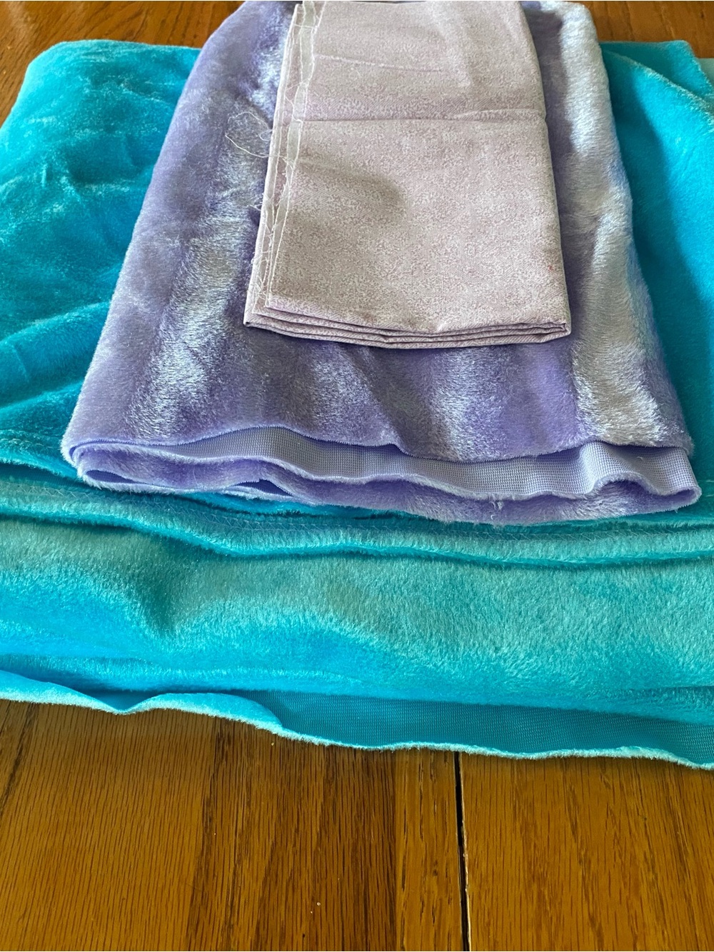 Plush Velvet Fabrics in Aqua & Lavender